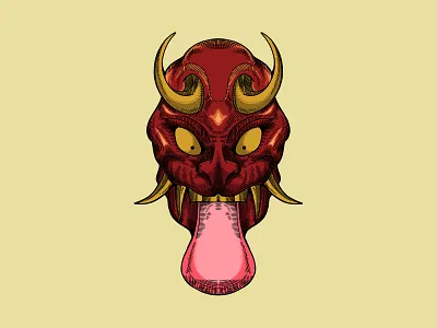 Red oni mask branding design designer graphic design illustration illustrationaday illustrationart illustrationartist illustrationdaily logo