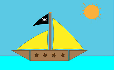 A boat on the shore boat design graphic design illustration pirate shore sun