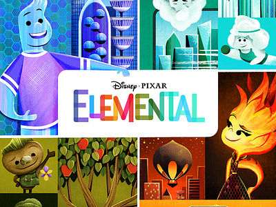 Elemental poster for Disney/Pixar character color block disney illustration movie pixar poster texture vector