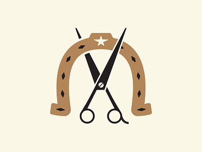 Shear Luck badge barber branding hair horseshoe logo luck scissors