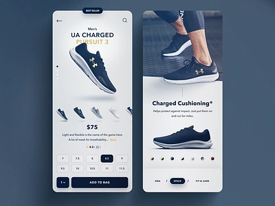 Under Armour - PDP Concept art direction creative direction ecommerce figma interaction interactive mobile prototype shoes ui uiux underarmour ux visual design