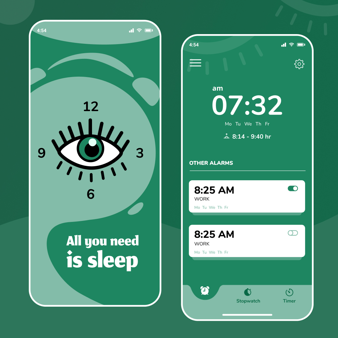 Alarm App Design-UIDesignz app branding dashboard design graphic design illustration logo mobile app design ui ux