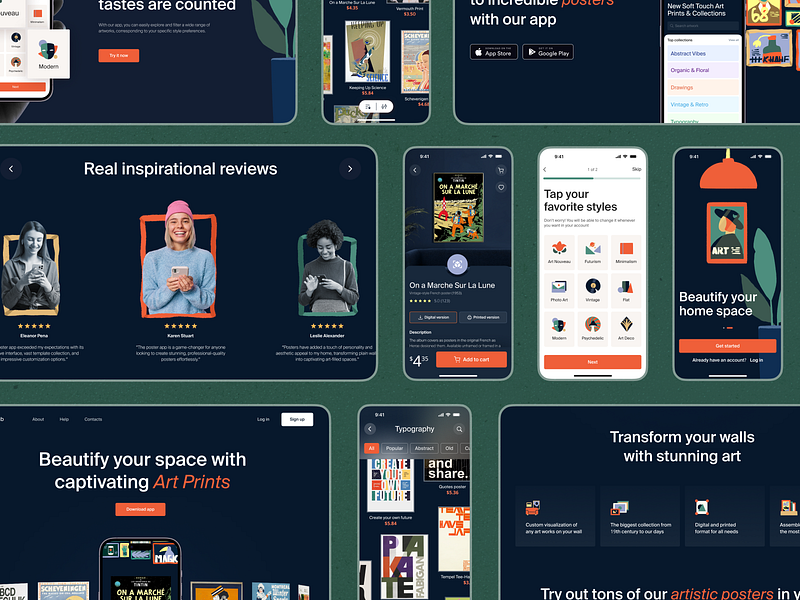 Case Study: Poster Store App animation app design branding design graphic design illustration interface landing page motion graphics ui user experience ux web design