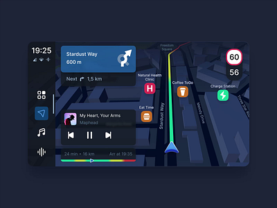 Automotive HMI Concept Design animation app auto automotive car design driver gis gps hmi hu motion graphics navi navigation ui ux