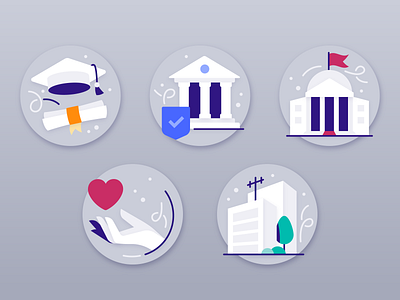 Voucher features icons badge building care charity company design donation education flat government graphic design hand help icon icons illustration love protection school voucher