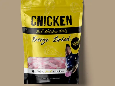 Chicken dog food pouch packaging design branding design dog dog food graphic design illustration label label design logo packaging pouch
