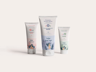 Leska baby body cream brand branding femenine illustration packaging pregnancy vector women