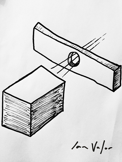 Square Peg Round Hole Illustration black and white illustration