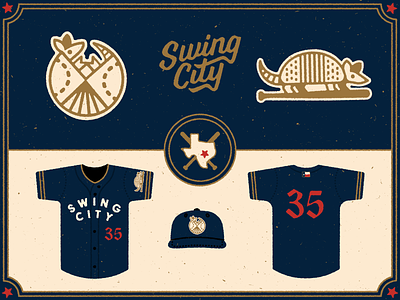 Swing City Softball armadillo austin ball baseball bat concept hat jersey logo softball sports sports logo texas uniform