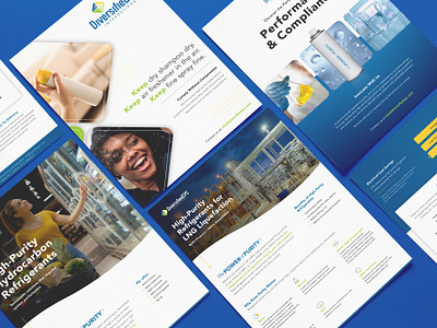 Diversified CPC :: Sale Sheets blue branding brochures charts flyers graphic design icons mockup purifying purity sale sheet sustainability
