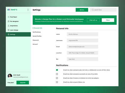 Settings Page Presentation #1 amirasadi app appdesign design ui uidesign webdesign website