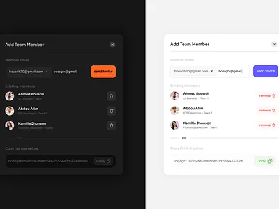 UI Exploration - Add team member card (Dark & Light mode) add user app branding clean dark mode design icon ios logo member simple team ui ux