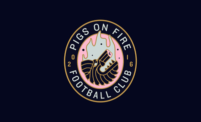 Pigs on Fire branding design illustration logo pink soccer