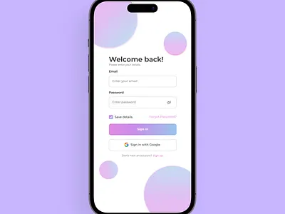 Sign up page - Mobile version color gradient design glassmorphism ui ux