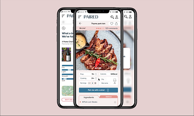 Paired - Food and wine pairing app animation app design motion graphics ui ux