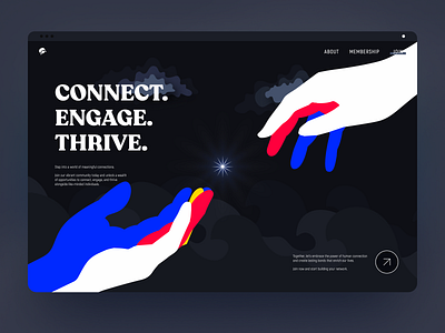Concept for a paper illustration based landing page. about us agency arrow blue clean connect contractor dark theme download figma illustrations freelancer home page join landing page layer illustration membership paper illustration star web app