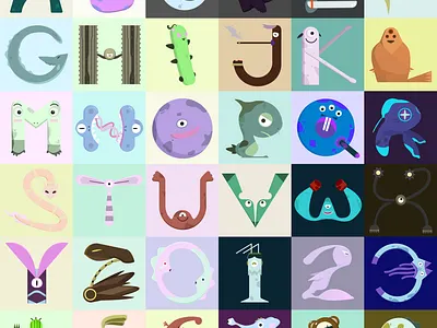 36 Days of Type | Imaginary Creatures 36daysoftype 36daysoftypecollection 36daystype art challenge characters cute funtype graphic design illustration imaginarycreatures letters monsters monstertype numbers type