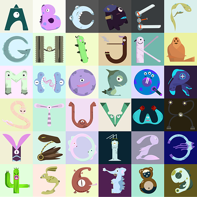 36 Days of Type | Imaginary Creatures 36daysoftype 36daysoftypecollection 36daystype art challenge characters cute funtype graphic design illustration imaginarycreatures letters monsters monstertype numbers type