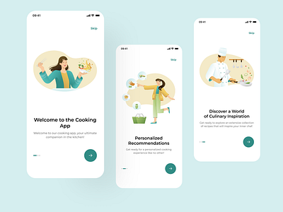 Cooking Mobile App Onboarding app app wireframing design figma interaction design ios ios developmement mobile app mobile app onboarding mobile design mobile dev product design ui uiux