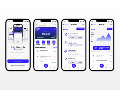 My Pouch - Finance Apps bank banking banking app card clean ui credit card design finance financial fintech app logo mobile mobile app money savings transaction typography ui ux vector