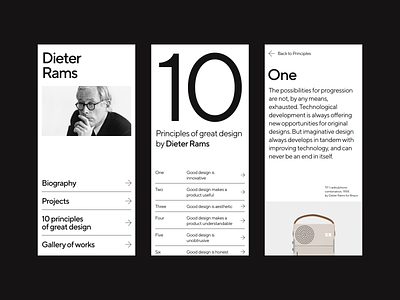 Dieter Rams — 10 Principles of great design design dieter rams layout lines minimal principles simple typography