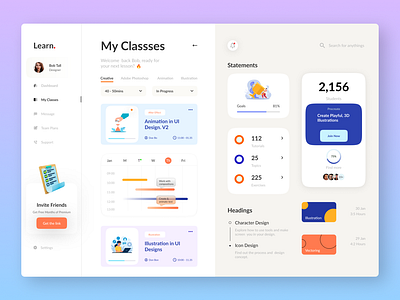 Learning Management Dashboard by Marjia Akter on Dribbble