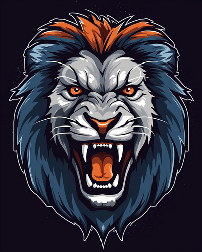 Gray Lion mascot logo design graphic design illustration logo vector