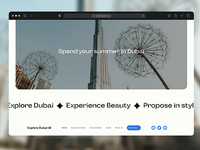 Explore Dubai this summer branding design figma landing page product design tourism ui