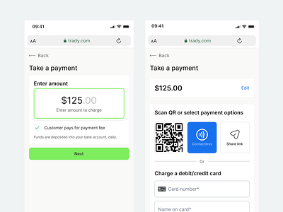 Payment app checkout credit card dashboard design design system fintech green mobile pay payment qr responsive san francisco services simple startup ui white