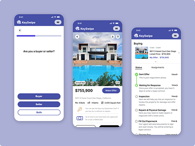 KeySwipe Mobile Design - Real Estate App design marketplace app mobile app mobile design mobile ui real estate app ui