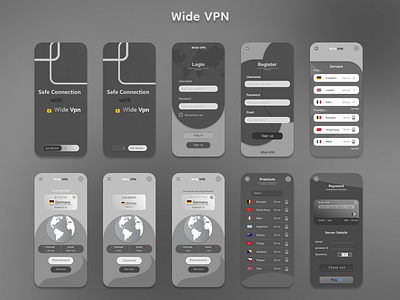 Wide VPN UI Design branding figma motion graphics ui ux