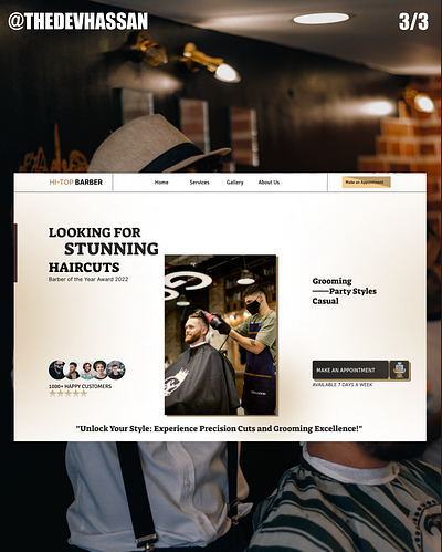 HI-TOP BARBER branding frontend landingpage ui ux