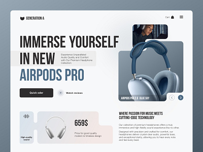 Home Screen for Headphones of New Generation e commerce headphones high technology home screen interface landing page mobile music new generation online store shop tech technology ui ui design ux web webdesign website