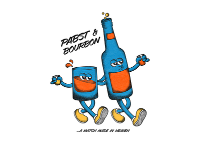 Promotional "Beer & Shot" Flyer for Pabst Blue Ribbon graphic design illustration