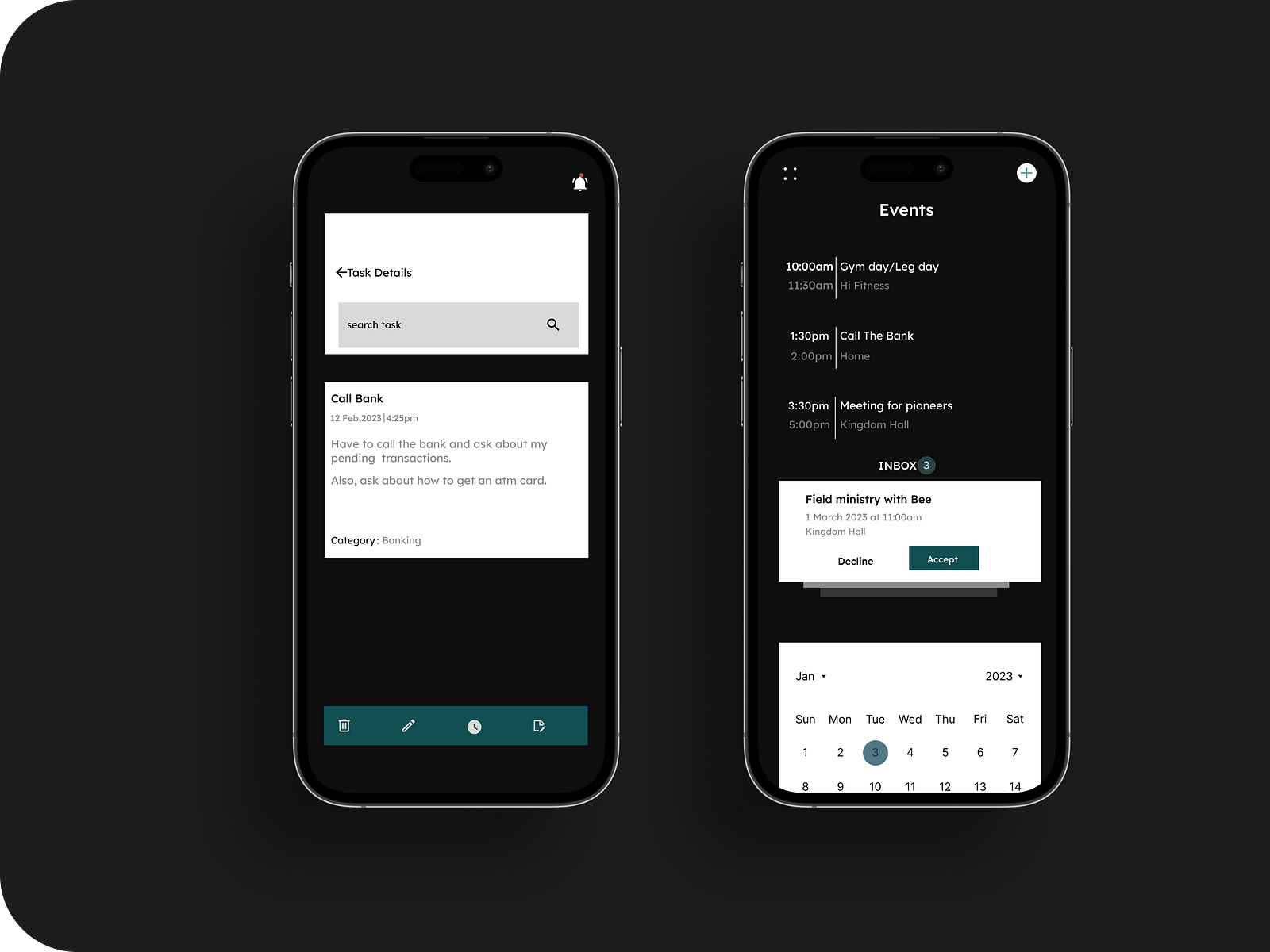 Personal Organiser App by Tomiwa David on Dribbble