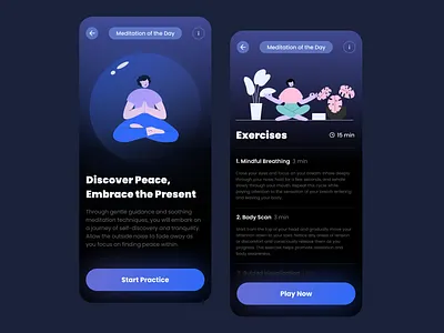 Meditation App 062 62 challenge daily ui 062 dailyui dailyui062 design e commerce meditate meditation meditation app mobile mockup training app ui uiux website workout workout app workout of the day