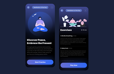 Meditation App 062 62 challenge daily ui 062 dailyui dailyui062 design e commerce meditate meditation meditation app mobile mockup training app ui uiux website workout workout app workout of the day