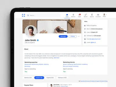 CMOlist User Profile Page avater cmolist figma hola lab imran jordan hughes menu minimal modal navigation popover product design profile profile page ui design user interface user profile ux web app web design