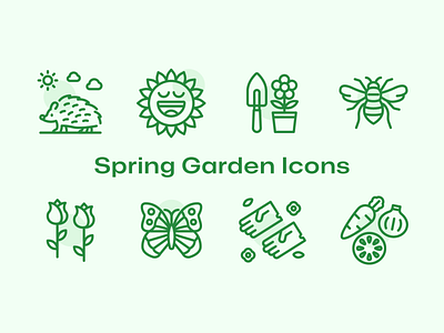 36 Spring Garden Icons bee flowers fresh garden gardening grass icon icon pack lawn plants rabbit seeds sun vector vegetables