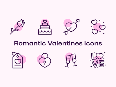 36 Romantic Valentines Icons balloons bow and arrow candy champagne cupid date night diamond gift heart icon icon pack lips love pink romance romantic rose valentines valentines day vector