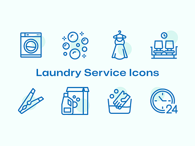 Laundry Service Icons basket blue bubbles clean detergent dry cleaning dryer fabric icon icon pack iron laundry peg soap vector wash washer washing water