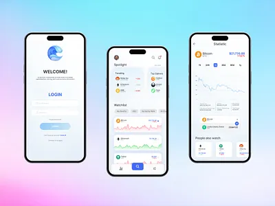Crypto Tracker App 3d animation app branding design graphic design illustration logo ui uiux design ux vector