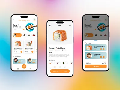 Japanese Food App 3d animation app branding design graphic design illustration logo ui uiux design vector