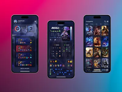 League Of Legends App 3d animation app branding design gaming graphic design illustration league of legends logo lol ui vector
