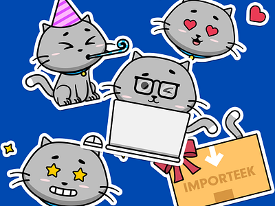 Importeek Character brand cat character comic design dribbble emoji emoticons flat illustration ilustración personaje toon vector