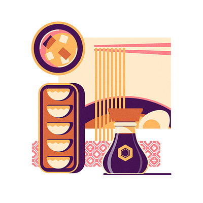 Ramen Lunch food illustration illustrator japan pattern ramen sushi vector