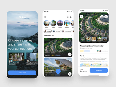 Tripy - Travel Booking Mobile App app design booking borobudur clean design flight hotels journey minimal mobile mobile app product design restaurant social app travel trip ui ui design uiux ux web design