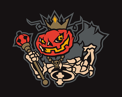 Pumking branding creature design digital digitalart graphic design halloween illustration king logo monster pumpkin skeleton vector