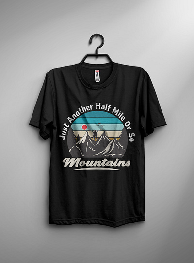 Mountain illustration outdoor adventure HIKING CAMPING. forest hiking mountains out door summer travel typography