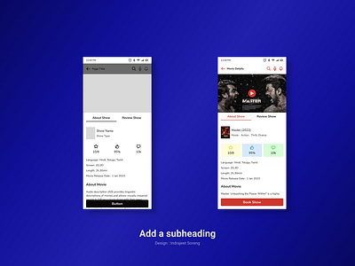 Cineshow : Online Movie Ticket Booking App Show Detail Screen/UI branding graphic design ui